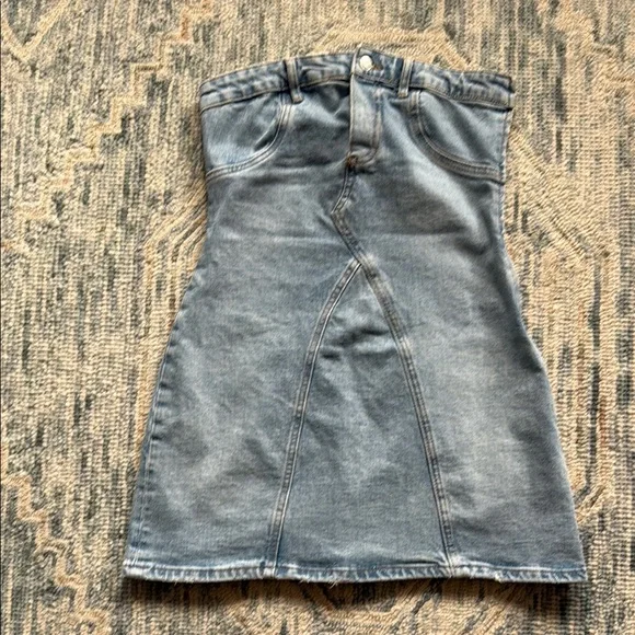 Zara Women’s Strapless Denim Dress Size Medium - Picture 2 of 11